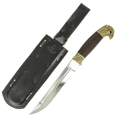 Нож пластунский в чехле (сталь 95Х18, рукоять венге, худож. литье) - фото 13405