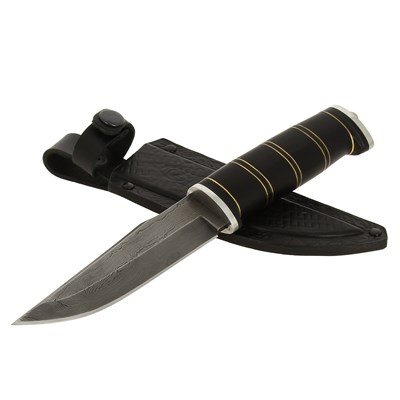 Нож Рысь (дамасская сталь, рукоять черный граб) - фото 16844