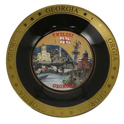 Сувенирная тарелка "Грузия" ручной работы на подставке - фото 8355