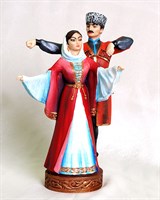 Подарочная статуэтка Джигит и горянка в танце (обожженная глина)