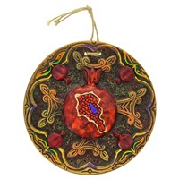 Сувенирная глиняная тарелочка ручной работы "Гранат"