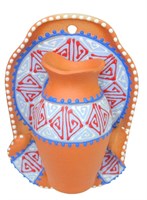 Сувенирная глиняная тарелочка ручной работы "Кувшин" коричневая