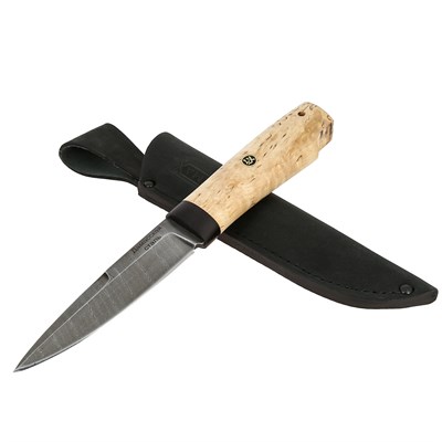 Нож Игла (сталь дамасская, рукоять карельская береза) - фото 11376