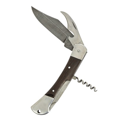 Складной нож Гусар (дамасская сталь, рукоять венге, мультитул) - фото 11892
