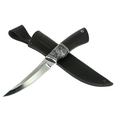 Нож Рыбак-2 (сталь 110Х18МШД, рукоять черный граб, акрил) - фото 12251