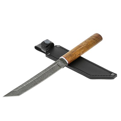 Нож Самурай (дамасская сталь, рукоять стабилизированный граб) - фото 12402