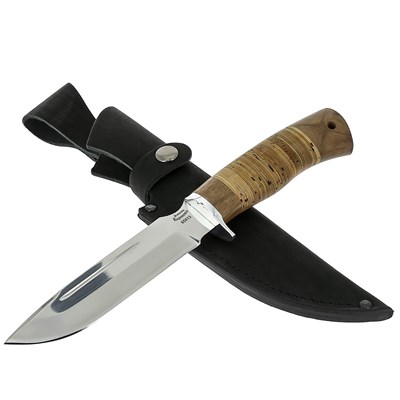 Нож Атаман-1 (сталь 65Х13, рукоять береста, орех) - фото 12533