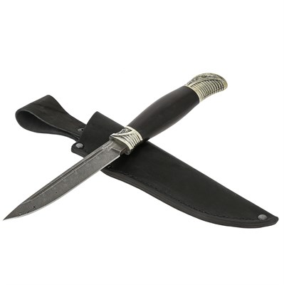 Нож Финка НКВД (дамасская сталь, рукоять черный граб) - фото 12559