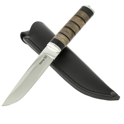 Нож Осетр (сталь Х50CrMoV15, рукоять орех, наборная кожа) - фото 12744