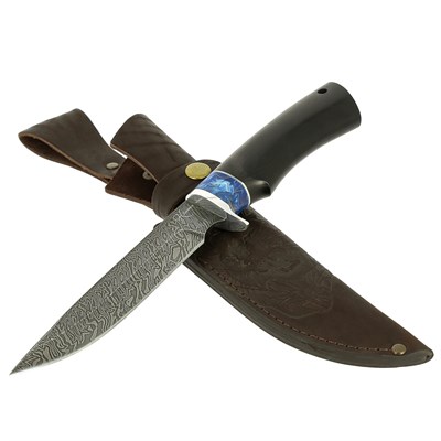 Нож Осетр (дамасская сталь, рукоять граб, композит) - фото 12796
