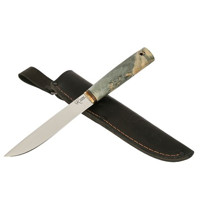 Нож Якут (сталь Х12МФ, рукоять стабилизированная карельская береза) - фото 13155