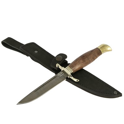 Нож Финка НКВД (дамасская сталь, рукоять стабилизированная карельская береза) - фото 13207