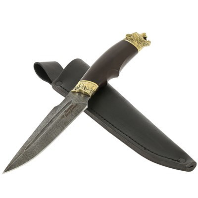 Кизлярский нож разделочный Пантера (дамасская сталь, рукоять граб) - фото 13854