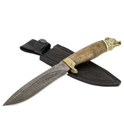 Кизлярский нож разделочный Борз (дамасская сталь, рукоять граб) - фото 13950