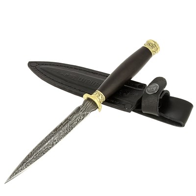 Кизлярский нож разделочный Стилет (дамасская сталь, рукоять граб) - фото 14002