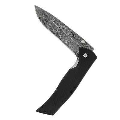 Кизлярский нож складной Гюрза (дамасская сталь, рукоять черный граб) - фото 14328