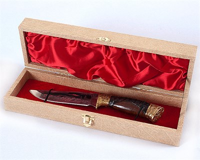 Подарочный футляр для кизлярского туристического ножа (бежевый) - фото 14787