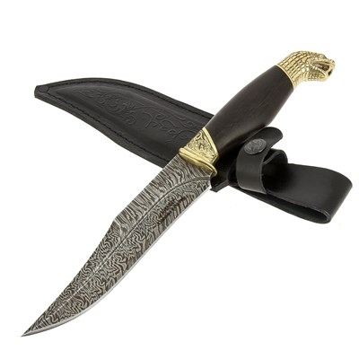 Кизлярский нож разделочный Гюрза (дамасская сталь, рукоять граб) - фото 15596