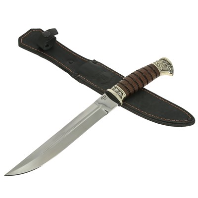 Нож пластунский (сталь 65Х13, рукоять венге, худож. литье) - фото 16632
