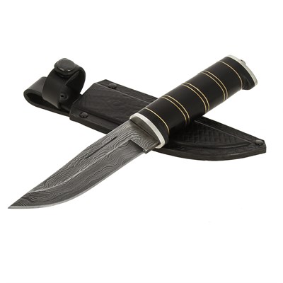 Нож Барс (дамасская сталь, рукоять черный граб) - фото 16848