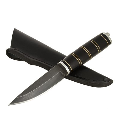 Кизлярский нож разделочный Сокол (дамасская сталь, рукоять черный граб) - фото 16856