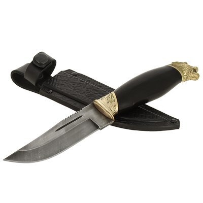 Нож Рысь (дамасская сталь, рукоять черный граб) - фото 16864