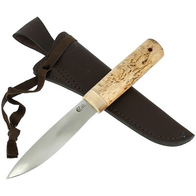 Нож Якутский средний (сталь 95Х18, рукоять карельская береза) - фото 17204