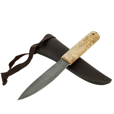 Нож Якутский средний (дамасская сталь, рукоять карельская береза) - фото 17384