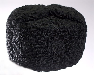 Мужская каракулевая шапка ручной работы черная (сорт - чистопородный пулат) - фото 7354
