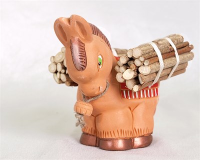 Подарочная статуэтка ручной работы "Горный ослик" обожженная глина - фото 7942