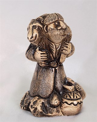 Подарочная статуэтка ручной работы "Барашек на обед" обожженная глина - фото 7961