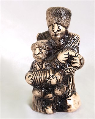 Подарочная статуэтка ручной работы "Кавказские музыканты" обожженная глина - фото 7962