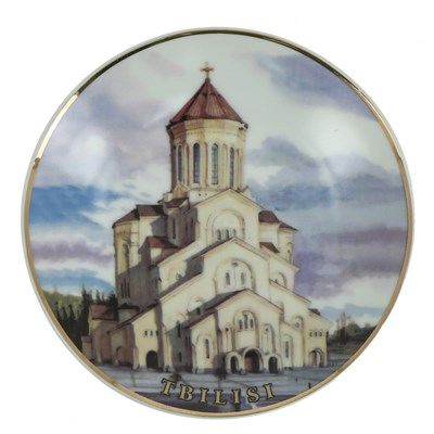 Сувенирная тарелка "Тбилиси" ручной работы на подставке - фото 8354